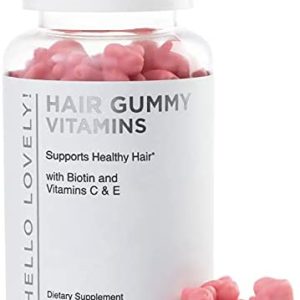 Hello Lovely Hair Vitamins Gummies with Biotin 5000 mcg Vitamin E & C Support Hair Growth, Premium Vegetarian, Non-GMO, for Stronger, Beautiful Hair & Nails, Red Berry Supplement - 60 Gummy Bears