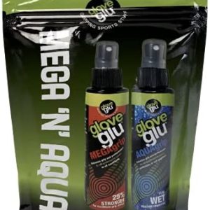 gloveglu Men's MEGA + Aqua Bundle Bag Megagrip Aquagrip 120ml Bottle Improve Goalkeeper Glove Grip, Black, One Size
