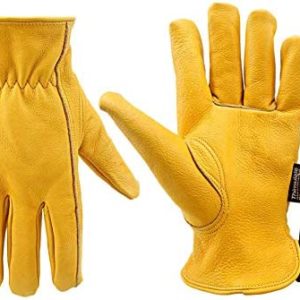 KIM YUAN Leather Work Gloves Perfect for Gardening/Cutting/Construction/Motorcycle, Men & Women M