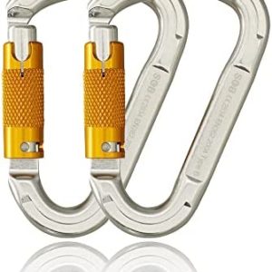 SOB Auto Locking Climbing Carabiner Clips 2Pack Heavy Duty Asymmetrical Carabiner Connector Used for Rappelling Gear Rescue Outdoor Projects Dog Leash