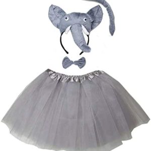 Kirei Sui Kids Animal Costume Gray Elephant Tutu Ear Headband Bowtie Tail 4pcs Set