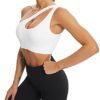 MATHACINO One Shoulder Sports Bra for Women Sexy Cute Workout Yoga Bra Medium Support - Image 3