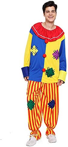 EraSpooky Adult Circus Clown Costume Colorful Suit Halloween Party Joker Role Play - Image 2