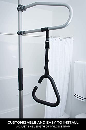 Signature Life Sure Stand Straight Pole and Trapeze Grab Bar Bundle, Elderly Tension Mounted Floor to Ceiling Transfer Pole, Bathroom Safety Assist Grab Bar and Stability Rail, Deep Bronze - Image 5