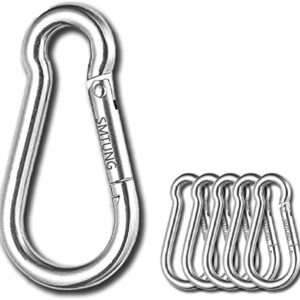 SMTUNG 6 Pack Spring Snap Hook 304 Stainless Steel Carabiner Multifunctional Carabiner Camping Fishing Hiking Traveling