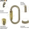 FUSION Climb Ovatti Steel Auto Lock Oval-Shaped Carabiner (FP-9108-GLD) - Image 3