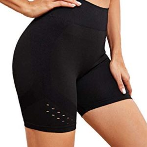 MakeMeChic Women's Solid Sporty Shorts Cut Out Side Elastic Waist Yoga Workout Biker Shorts