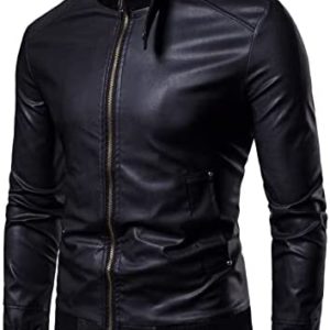 Live to Ride Leather Jacket Male Autumn And Winter Solid Color Leather Jacket Warm Coat Jacket Stand Collar Long Sleeve