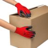 ACKTRA Coated Nylon Safety WORK GLOVES 12 Pairs, Knit Wrist Cuff, Multipurpose, for Men & Women, WG008 Red Polyester, Black Latex, Medium - Image 2
