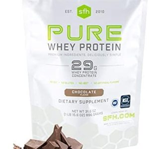 SFH Pure Whey Protein Powder (Chocolate) by SFH | Best Tasting 100% Grass Fed Whey | All Natural | 100% Non-GMO, No Artificials, Soy Free, Gluten Free | (Chocolate, 31.6 Ounce (Pack of 1))