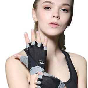 Luwint Women Fingerless Yoga Gloves Non Slip Padded - Barre Pilates Fitness Workout Training Wrist Exercise Accessories (Black, Medium)