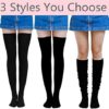 AnVei-Nao Thigh High Socks for Women Girls Over Knee Socks Warm Winter Leg Warmers Khaki - Image 3