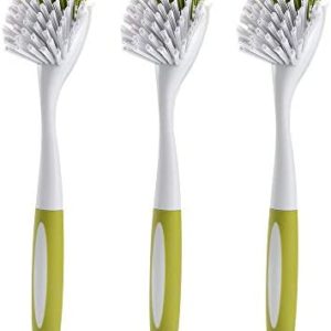 Scrub Brush for Dish Kitchen Sink Pot Pan with Stiff Bristles, Yellow-Green, 3pcs