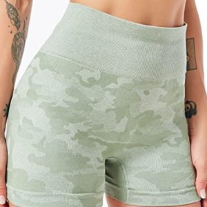 ANEDIT Women's Seamless Workout Yoga Shorts High Waist Camo Athletic Vital Gym Sport ……