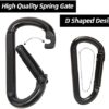 Caribeener Carabiner Clip, 860lbs, 3" Iron Heavy Duty Carabiner, D Shape Buckle - Keychains, Camping, Hiking Accessories, Carabiners for Locking Dog Leash, Harness, Yoga Swing, Gym etc, Black, 4 PCS - Image 2