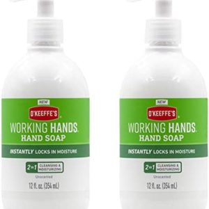 O'Keeffe's Working Hands Moisturizing Hand Soap, 12 oz Pump, Unscented, (Pack of 2)