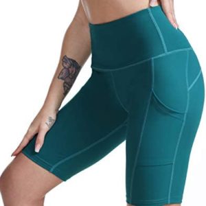 TYUIO High Waisted Yoga Shorts for Women Tummy Control Workout Running Biker Shorts