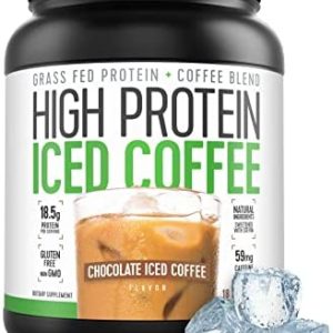 Protein Coffee Iced Coffee, High Protein Coffee, Protein Coffee, Keto Friendly, 18g of Protein, 2g Carbs, Natural Ingredients (18 Servings, Chocolate Iced Coffee)
