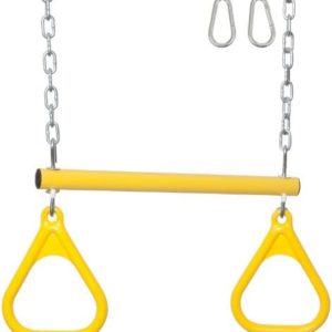 Swing Set Stuff Trapeze Bar with Rings and Uncoated Chain Playground Equipment, Yellow