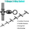 JSHANMEI Sleeve Swivels Fishing Cross Line Swivels 3 Way Swivels Fishing Three Way Crimp Swivel Heavy Duty Brass Triple Swivels Saltwater Fishing Tackle - Image 4