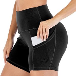 WANGRENL Biker Shorts for Women High Waist Yoga Shorts Tummy Control Workout Running Shorts with Pockets
