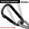 Caribeener Carabiner Clip, 860lbs, 3" Iron Heavy Duty Carabiner, D Shape Buckle - Keychains, Camping, Hiking Accessories, Carabiners for Locking Dog Leash, Harness, Yoga Swing, Gym etc, Black, 4 PCS - Image 4