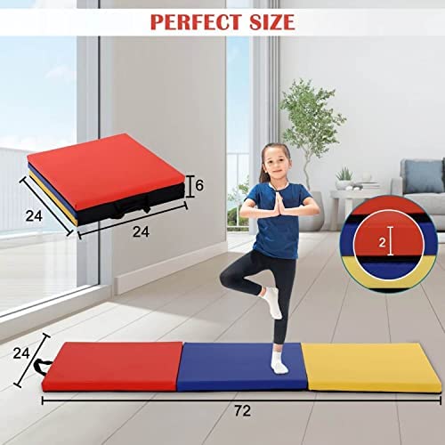 Gymnastics Mat Tumbling Mats 6'X2'X2" Gym Exercise Pad with Carrying Handles Folding Exercise Mat for Yoga,Stretching,Workouts,Home Gym - Image 5