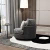 HomSof Accent Barrel Chair 4 Pillows 360 Degree Swivel Round Sofa, Valley Gray+Dark Gray/Bronzing Suede+Chenille - Image 4