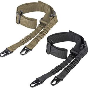 CVLIFE Two Points Sling with Length Adjuster Traditional Sling with Metal Hook for Outdoors Black 2 Pack