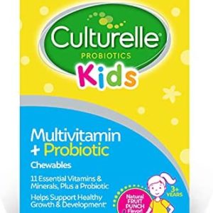 Culturelle Kids Complete Multivitamin + Probiotic Chewable, Digestive & Immune Support for Kids, With 11 Vitamins & Minerals including Vitamin C, D3 and Zinc, Non-GMO, Fruit Punch Flavor, 50 Count