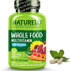 NATURELO Whole Food Multivitamin for Teenage Boys - Vitamins and Minerals Supplement for Active Kids - with Plant Extracts - Non-GMO - Vegan & Vegetarian - 60 Capsules