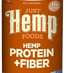 Just Hemp Foods Hemp Protein Powder Plus Fiber, Non-GMO Verified with 11g of Protein & 11g of Fiber per Serving, 16 oz - Packaging May Vary