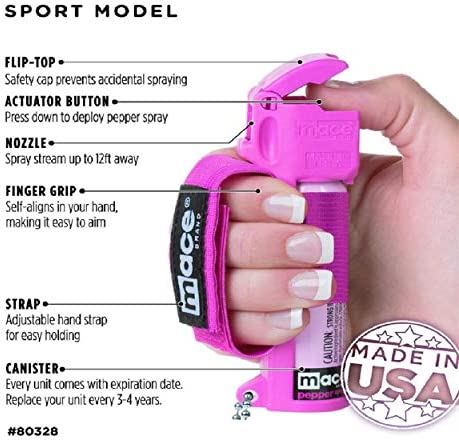 Mace Brand Sport Pepper Spray (Neon Pink), Approx. 4.25" h x 1" w x 1.25" d 18 Grams - Image 2