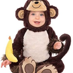 Amscan Baby Monkey Onesie Halloween Costume for Infants, Includes a Banana Wrist Rattle