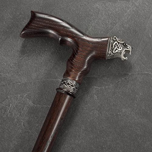 Handmade Celtic Walking Cane for Men - Bear - Cool Wood Cane Stylish Walking Stick - Image 9