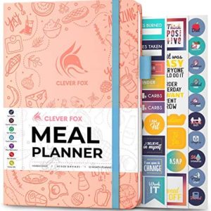 Clever Fox Weekly Meal Planner - Weekly & Daily Meal Prep Journal with Shopping and Grocery Lists for Menu Planning, Healthy Diet & Weight Loss Tracking, Lasts 1 Year, Undated , A5 - Light Pink
