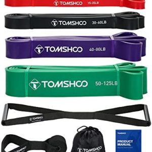 TOM SHOO Pull up Assist Bands Set, Strength Heavy Duty Pull Up Assist and Powerlifting Stretch Bands and Resistance Bands for Resistance Training, Fitness Exercise