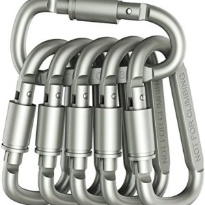 Outmate Aluminum D-Ring Locking Carabiner Light but Strong NOT for Climbing(Pack of 6)