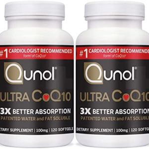 CoQ10 100mg Softgels - Qunol Ultra 3x Better Absorption Coenzyme Q10 Supplements - Antioxidant Supplement For Vascular And Heart Health & Energy Production - 8 Month Supply - 120 Count (Pack of 2)