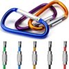 10 Pack Aluminum D-Ring Carabiners, YuCool D Shape Keychain Clips Hook Spring-Loaded for Camping Hiking Fishing, with 10 Stainless Steel Wire Keychains, 10 Key Rings - Multi-Color - Image 9