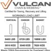 VULCAN Round Sling - Medium Duty - 8 Foot - Yellow - Safe Working Load of 8,400 Lbs. (V) - 6,700 Lbs. (C) and 16,800 Lbs. (B) - Image 7