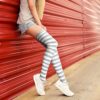 Apoway 6 Pairs Extra Long Striped Thigh High Socks Over the Knee Socks Tube Socks Warm Thigh High Stockings for Women - Image 7