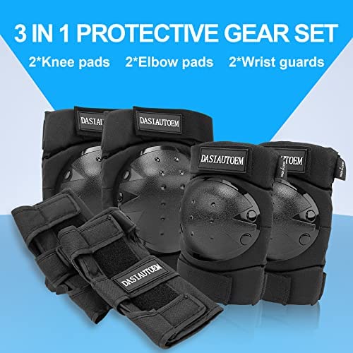 DASIAUTOEM Protective Gear Set for Adult/Youth/Children, 3 in 1 Adjustable Strap Knee Pads Elbow Pads Wrist Guards for Skateboarding Inline Roller Skating Cycling Biking BMX Bicycle Scooter etc - Image 2