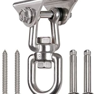 WAREMAID Heavy Duty 360° Swivel Swing Hanger, Stainless Steel Swing Hook for Ceiling Wooden Porch Swing Hanging kit Playground Gym Rope Boxing Bag Hammock Chair Yoga Swing Mount 1000 lb Capacity