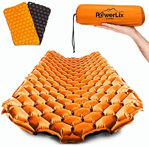 POWERLIX Sleeping Pad - Ultralight Inflatable Sleeping Mat, Ultimate for Camping, Backpacking, Hiking - Airpad, Inflating Bag, Carry Bag, Repair Kit - Compact & Lightweight Air Mattress