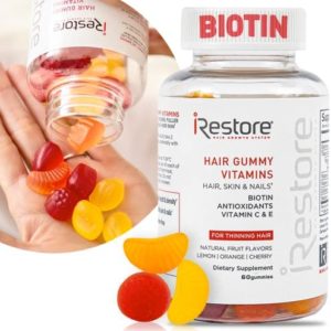iRestore Hair Gummy Vitamins, Vegan Biotin Gummies for Hair Skin and Nails Gummies, Hair Gummies, Biotin Gummies for Hair Growth Biotin Vitamins Hair Vitamins Gummies for Women & Men, Biotin 5000mcg