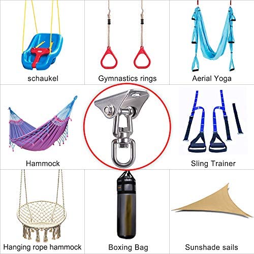 SELEWARE Stainless Steel Swing Hangers Swing Set Hooks Ceiling Swing Mount Hardware for Porch Swing, Hammock Chair, Heavy Bag, Yoga Silk, Suspension Straps, Olympic Rings 2 Pack - Image 5