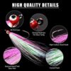 Bucktail Teasers Fishing Hook with 3D Eyes 5PCS High Carbon Steel Hooks Fluke Rigs Mylar Flash Bucktail Teasers Fly Fishing Bass Sea Lures - Image 5