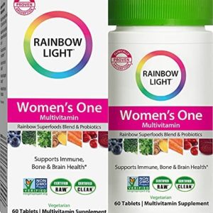 Rainbow Light Women’s One Multivitamin – High Potency with Vitamin C, D & Zinc for Immune Support, Non-GMO, Vegetarian – 60 Tablets