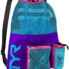 TYR Backpack for Wet Swimming, Gym, and Workout Gear, 545 Purple/Blue, M - Image 2